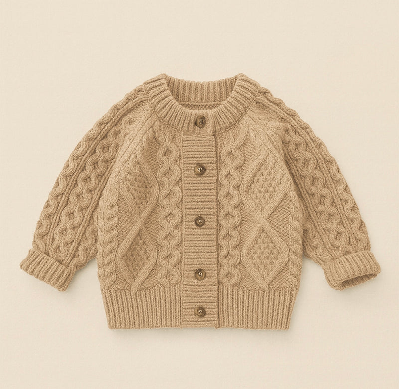 Load image into Gallery viewer, Girls' autumn-winter knitted cardigan in coffee and brown – Kali
