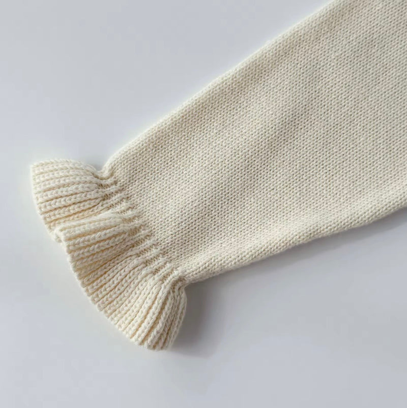 Chargez l'image dans la visionneuse de la galerie, Chandail fille en tricot ivoire avec torsades – Automne-Hiver
