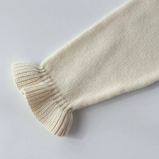 Chandail fille en tricot ivoire avec torsades – Automne-Hiver