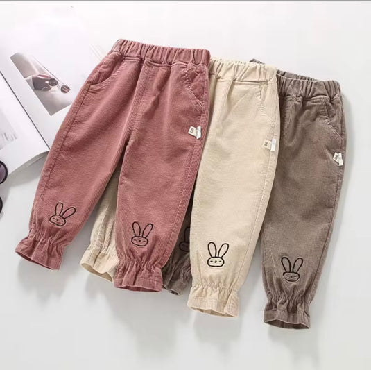 Girls' corduroy trousers with rabbit print – Kali