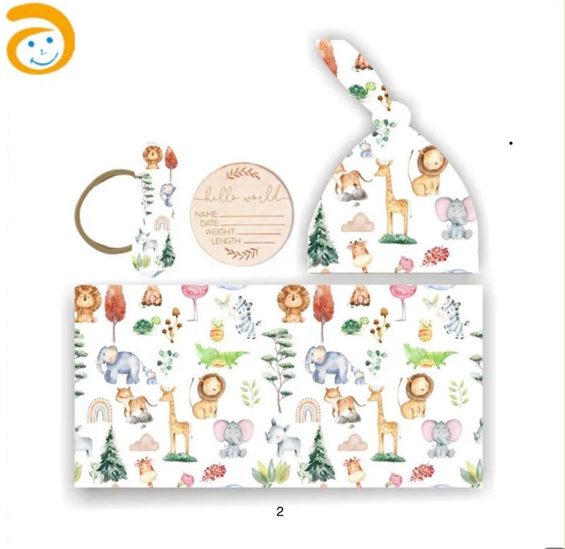 Chargez l'image dans la visionneuse de la galerie, Ensemble cocon naissance bébé en coton – couverture, bonnet et bandeau
