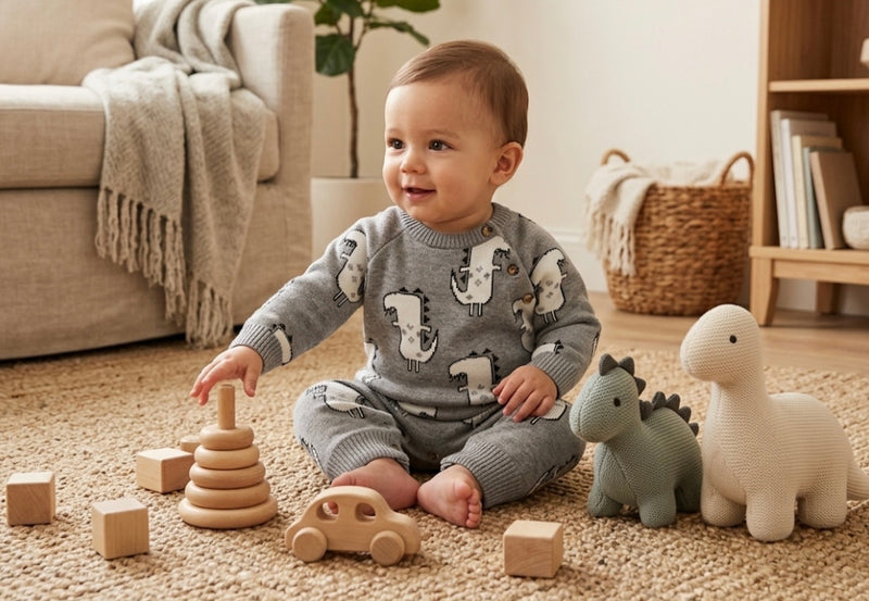 Load image into Gallery viewer, Baby boys' soft cotton knit all-in-one with hat – Kali
