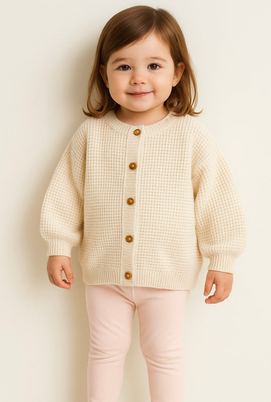 Cardigan vintage en tricot doux pour enfant – Kaki Lilas