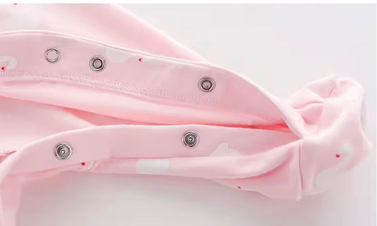Combinaison bébé en coton à cygnes – Rose 🌸 - Pré-commande