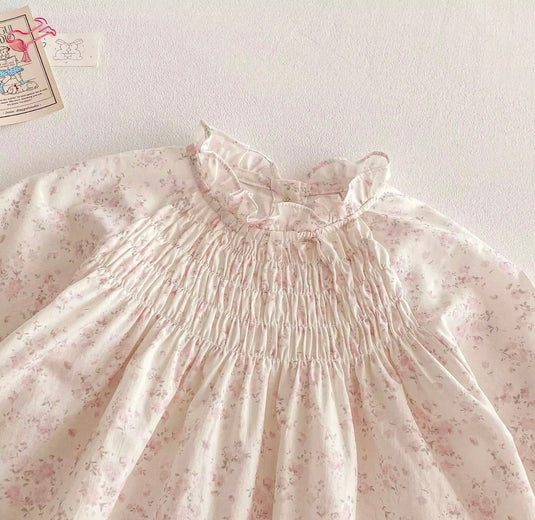 Robe pour filles rose 100% coton fille manches longues – Kali