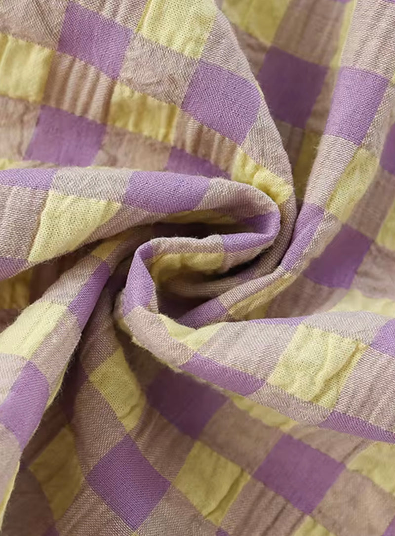 Chargez l'image dans la visionneuse de la galerie, Robe pour filles en coton doux à carreaux lavande pour fille – Kali
