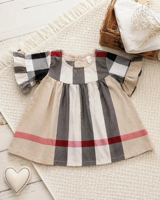 Robe bébé fille style britannique à carreaux – Automne-Hiver