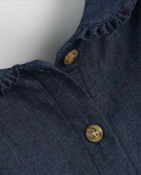 Robe fille en denim à col Claudine – Kali - Pré-commande