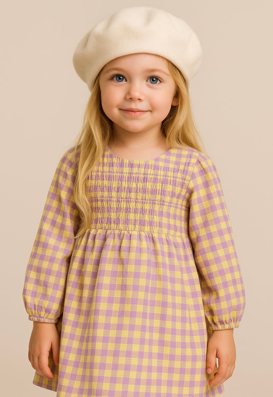 Béret bébé fille 0-3 ans en coton doux – Kaki Lilas