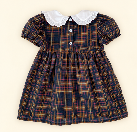 Robe fille à carreaux et col Claudine 🤎