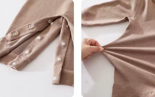 Combinaison bébé à manches longues – Rose ou taupe – Kali - Pré-commande
