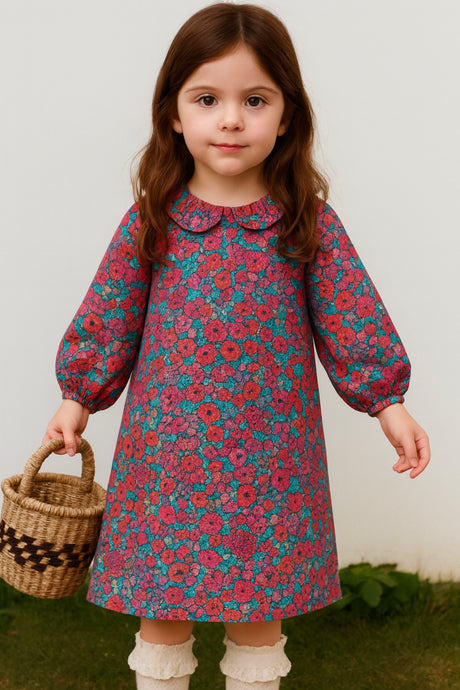 Robe fille à fleurs fuchsia – Modèle doux et coloré – Kali