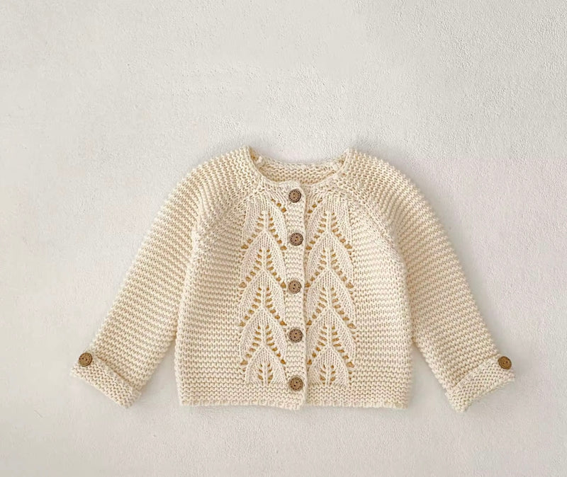 Chargez l'image dans la visionneuse de la galerie, Cardigan bébé fille doux 100% coton – Ivoire Blush - Dernière pièce disponible
