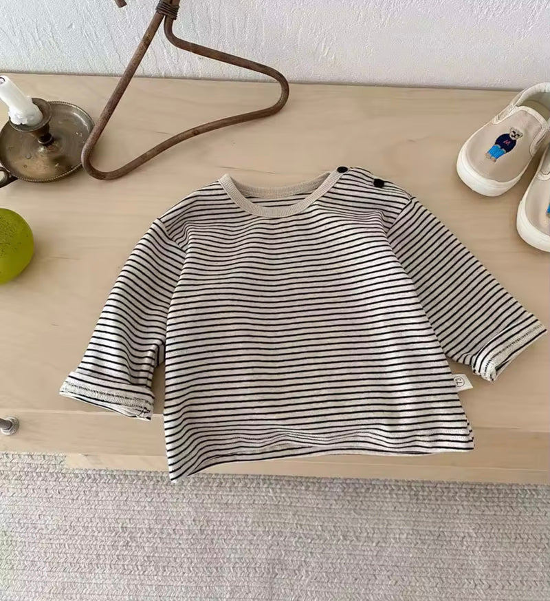 Load image into Gallery viewer, Boy's long-sleeved striped cotton T-shirt
