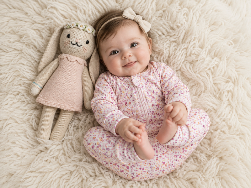 Chargez l'image dans la visionneuse de la galerie, Barboteuse bébé fille en coton bio motif feuilles lavande – Kaki Lilas
