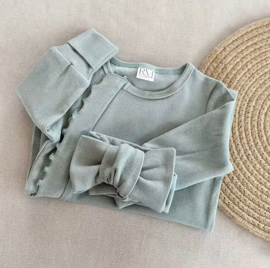 Combinaison bébé fille manches longues en coton doux avec bandeau – Kali