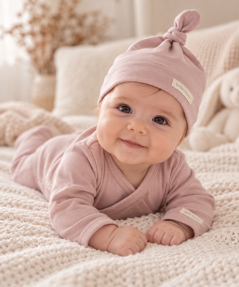 Chargez l'image dans la visionneuse de la galerie, Grenouillère pour bébé avec bonnet en coton bio
