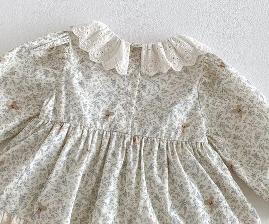 Baby Girls' Peter Pan Collar Eyelet Romper Dress – Fall/Winter