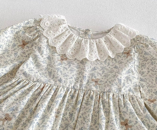 Baby Girls' Peter Pan Collar Eyelet Romper Dress – Fall/Winter