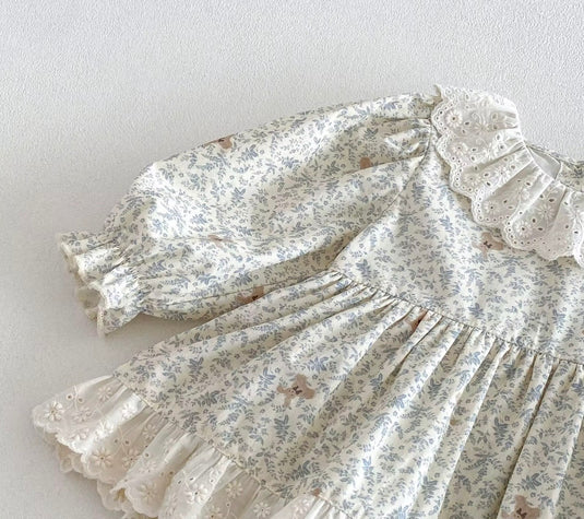 Baby Girls' Peter Pan Collar Eyelet Romper Dress – Fall/Winter