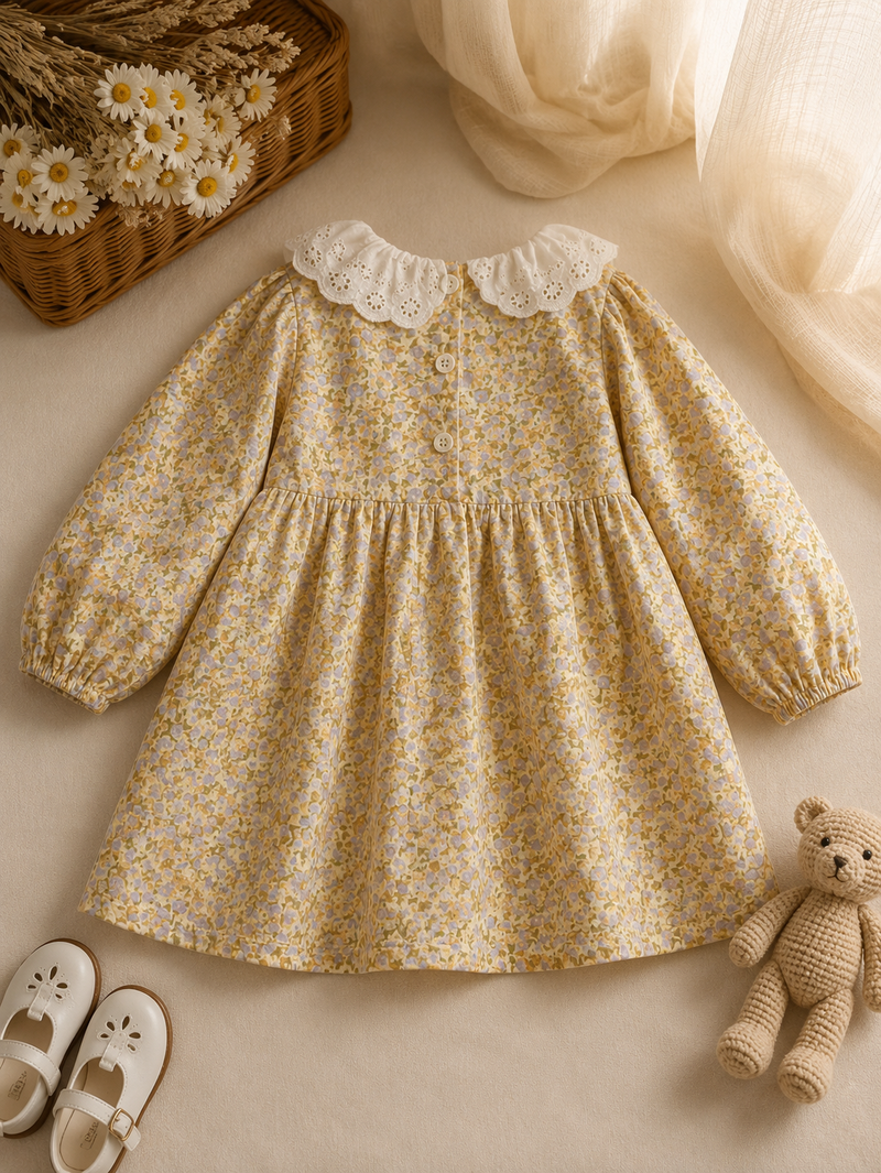 Load image into Gallery viewer, Baby &amp; Girls' Peter Pan Collar Floral Daisy Dress - Autumn
