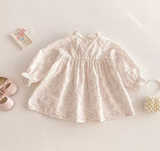Robe pour filles rose 100% coton fille manches longues – Kali