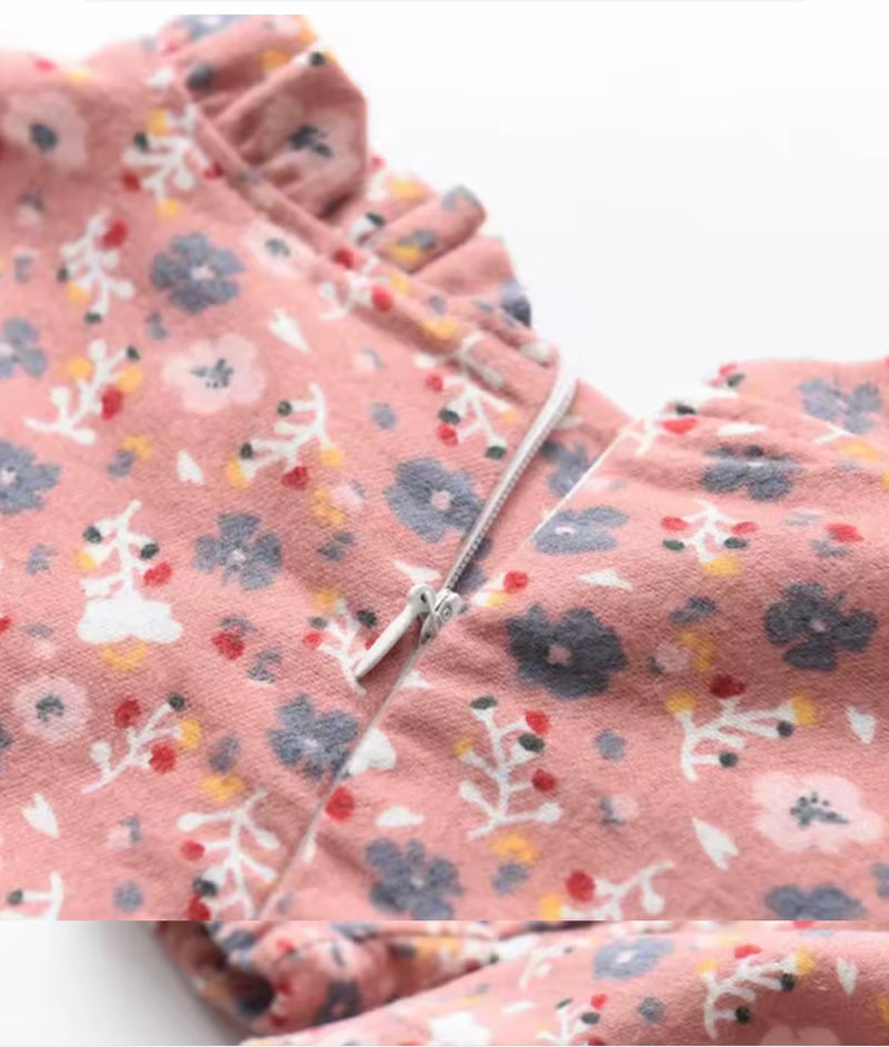Load image into Gallery viewer, Two-tone floral autumn dresses for girls – soft cotton Kali -
