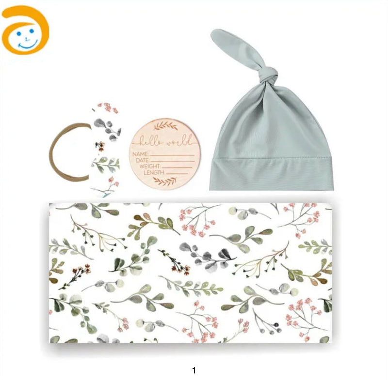 Chargez l'image dans la visionneuse de la galerie, Ensemble cocon naissance bébé en coton – couverture, bonnet et bandeau
