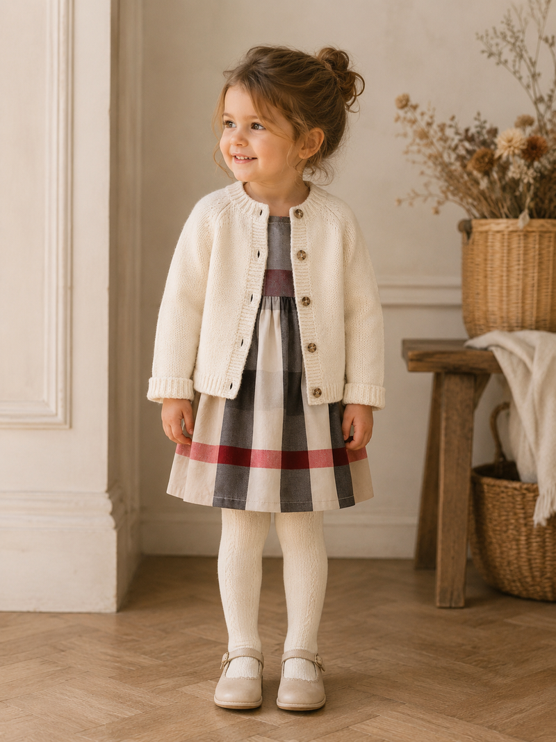 Chargez l'image dans la visionneuse de la galerie, Robe bébé fille style britannique à carreaux – Automne-Hiver
