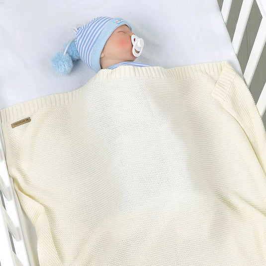 Couverture tricotée bébé en coton 100 % – Modèle Kali