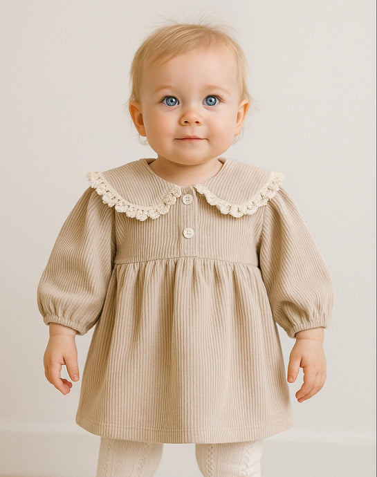 Robe fille deux tons – Modèle Kali en coton doux, style élégant