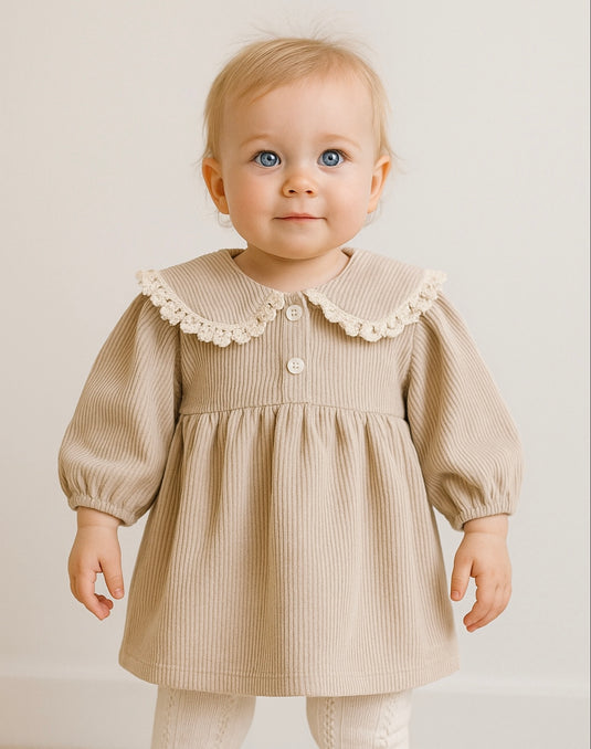 Robe fille deux tons – Modèle Kali en coton doux, style élégant