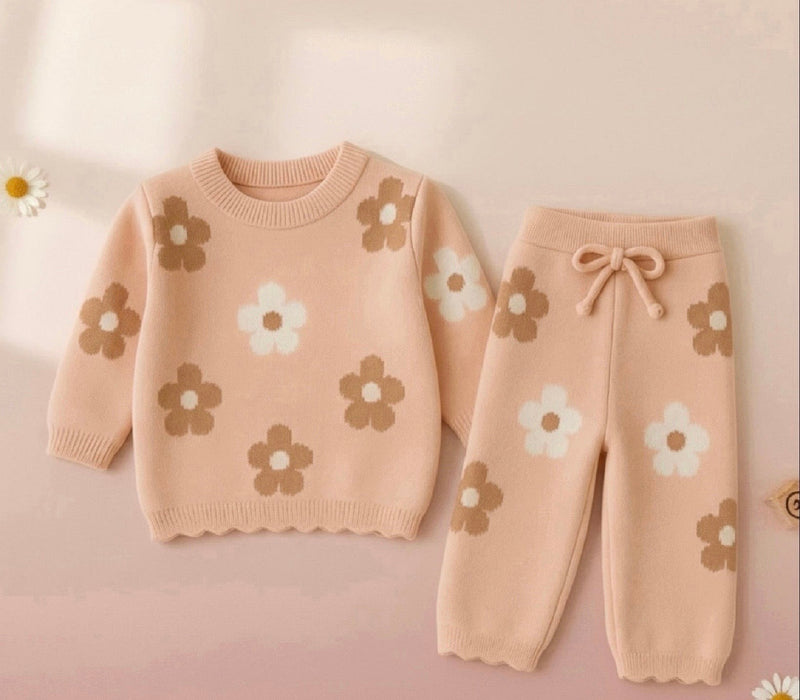 Chargez l'image dans la visionneuse de la galerie, Ensemble fille doux pull + pantalon à fleurs – Kali
