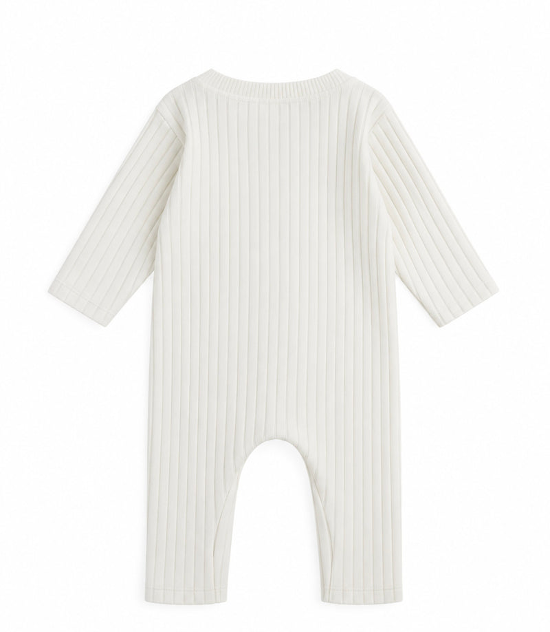 Load image into Gallery viewer, Baby girl's white knitted cotton long-sleeved romper
