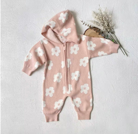 Combinaison bébé fille à capuche fleurie – Kali