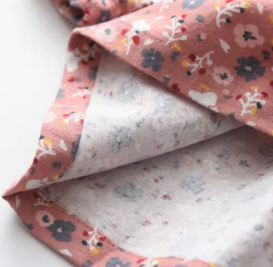 Two-tone floral autumn dresses for girls – soft cotton Kali -