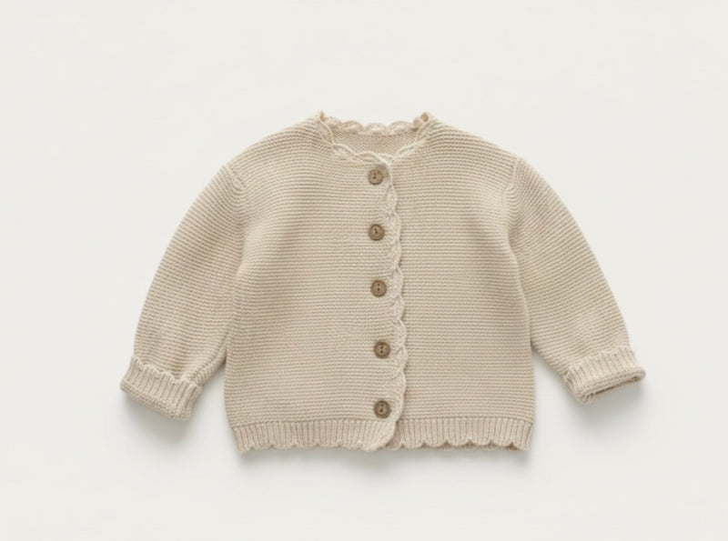 Chargez l'image dans la visionneuse de la galerie, Cardigan bébé fille coton beige doux – Kali
