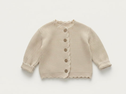 Baby girl's soft beige cotton cardigan – Kali