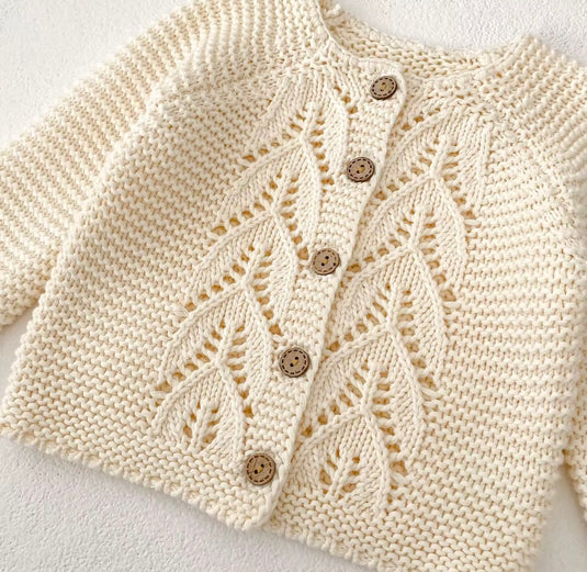 Cardigan bébé fille doux 100% coton – Ivoire Blush - Dernière pièce disponible