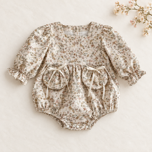 Barboteuse bébé fille fleurie – Style vintage - Pré-commande