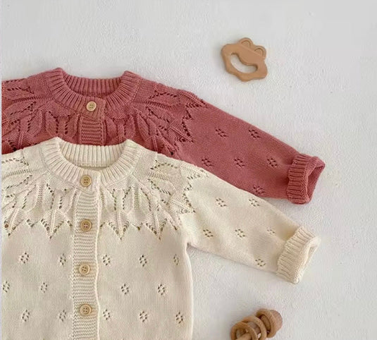 Cardigan bébé fille en tricot doux été et respirant ivoire – Kali