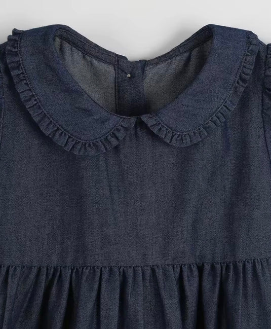 Robe fille en denim à col Claudine – Kali - Pré-commande