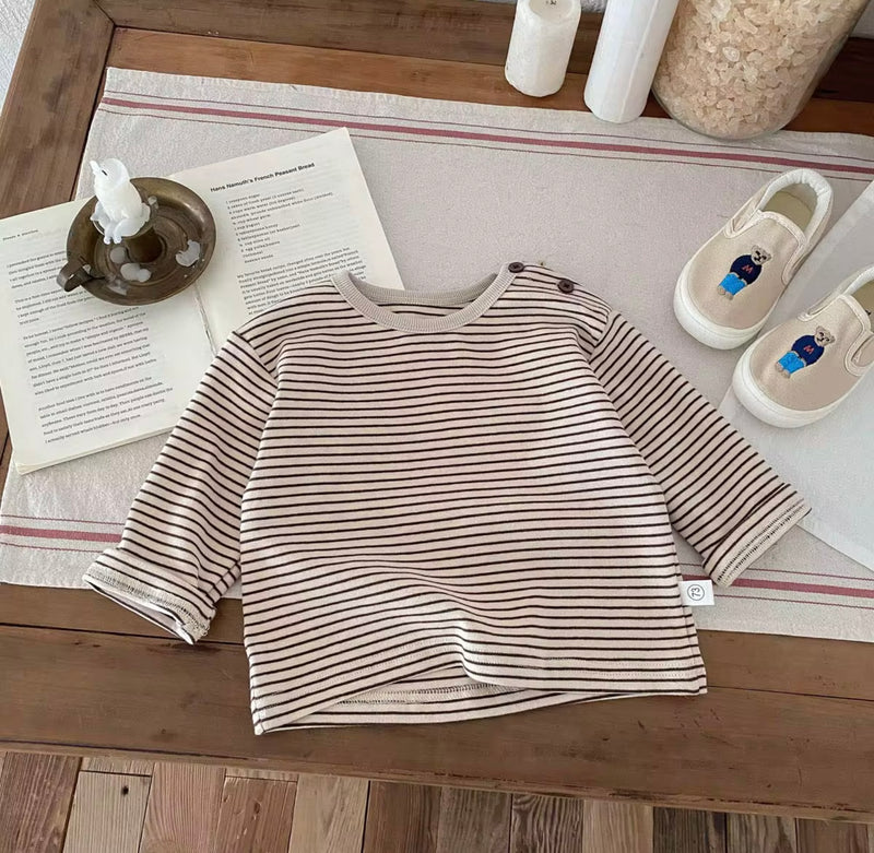 Load image into Gallery viewer, Boy's long-sleeved striped cotton T-shirt
