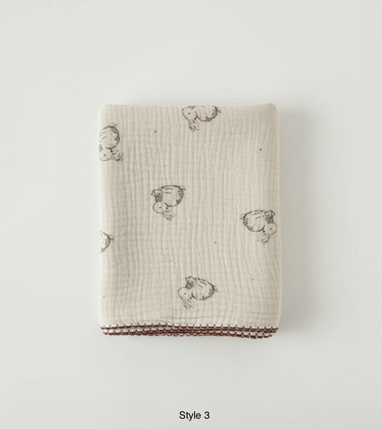 Mousseline bébé florale vintage 100% coton – Kaki Lilas