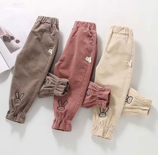 Girls' corduroy trousers with rabbit print – Kali