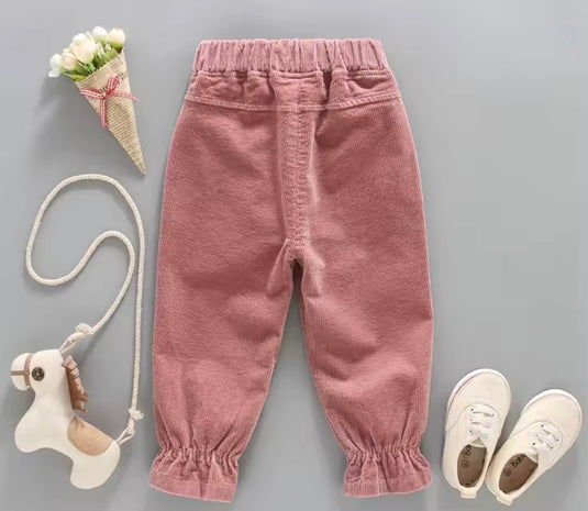 Girls' corduroy trousers with rabbit print – Kali