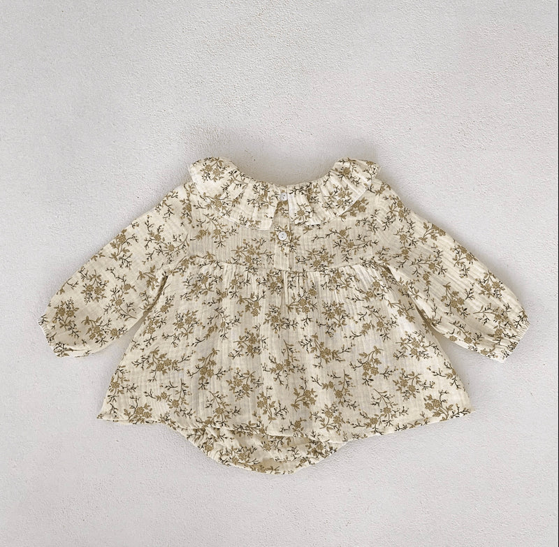 Chargez l'image dans la visionneuse de la galerie, Barboteuse bébé fille à fleurs jaunes en coton doux
