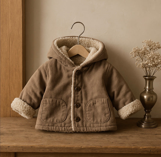 Manteau pour garçons style laine d’agneau chaud et doux