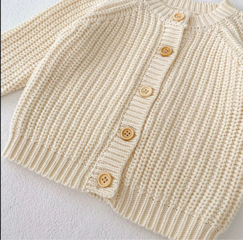 Load image into Gallery viewer, Baby girl soft knit cardigan winter ivory - Kali
