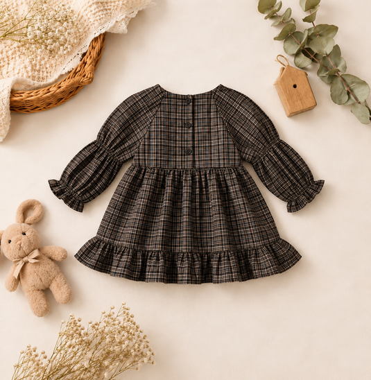 Adeline Baby Girl Plaid Dress – Autumn-Winter